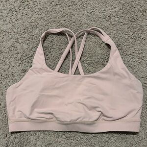 Lulu Light Pink Strappy Sports Bra